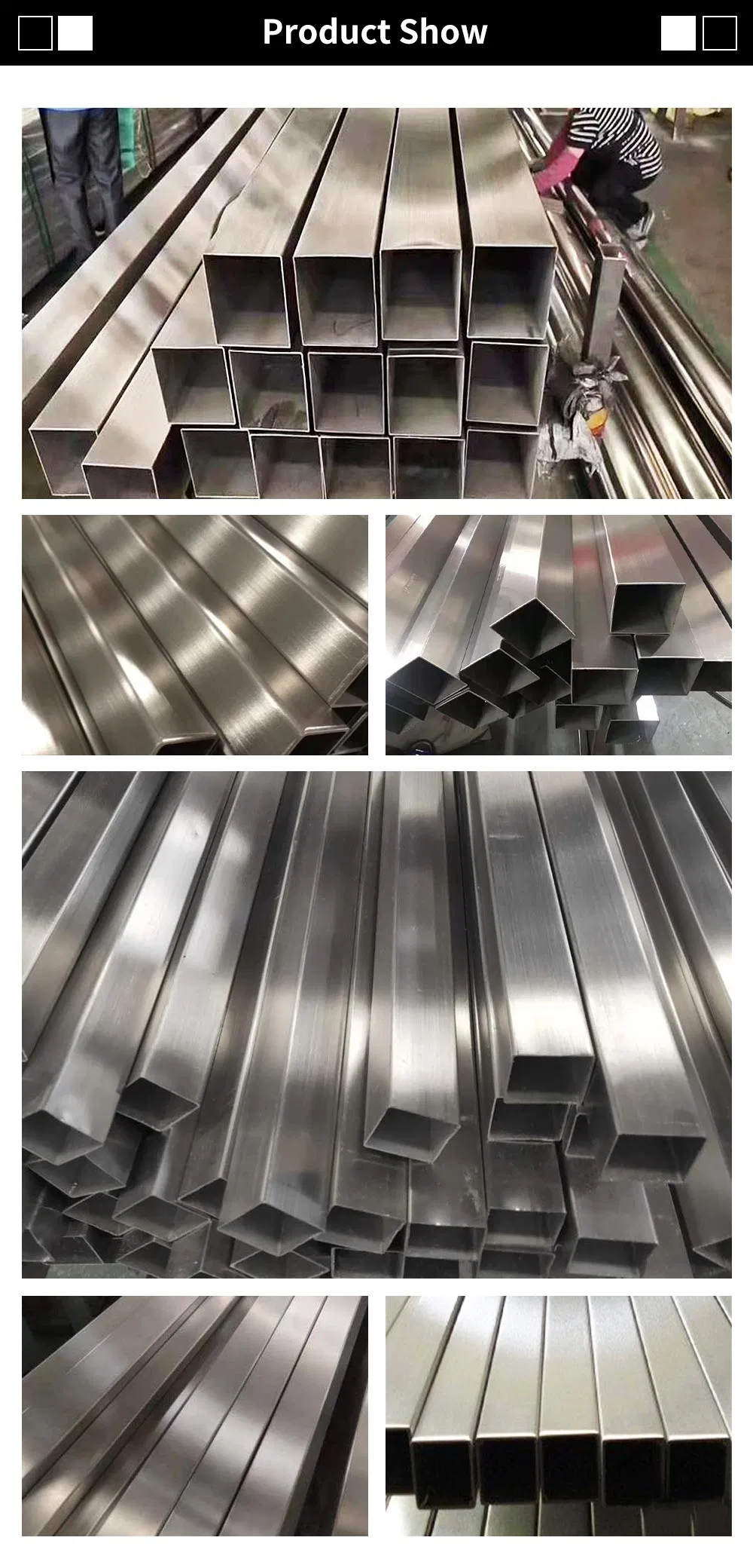 ASTM Stainless Steel Tube 201 304 316L Square Pipes Square Pipes Hollow Stainless Steel Pipe for Decoration